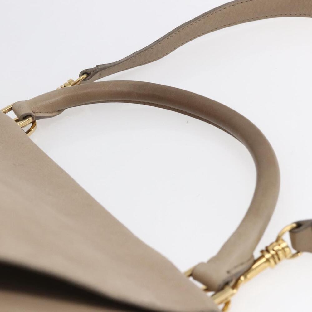 CELINE Trapeze Hand Bag Leather 2way Beige Gold Auth bs30311 - Picture 14 of 16
